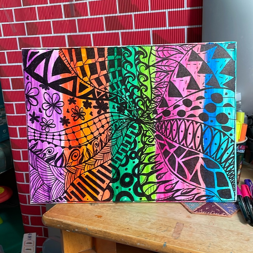 Bursting of energy 💐 acrylic pen art canvas 12x16💕 - Picture 1 of 1